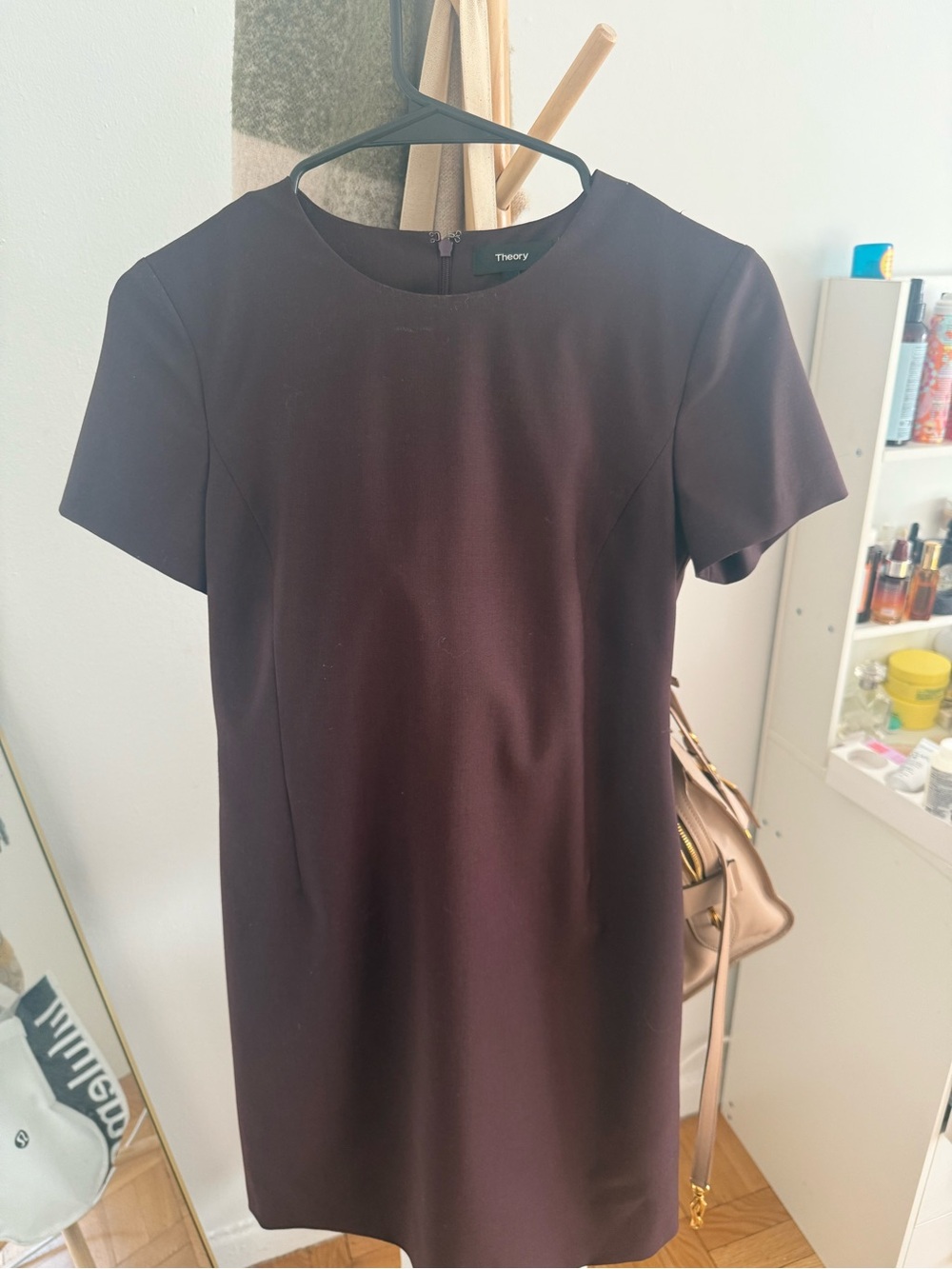 Theory Dark Plum Short Sleeve Shift Dress
